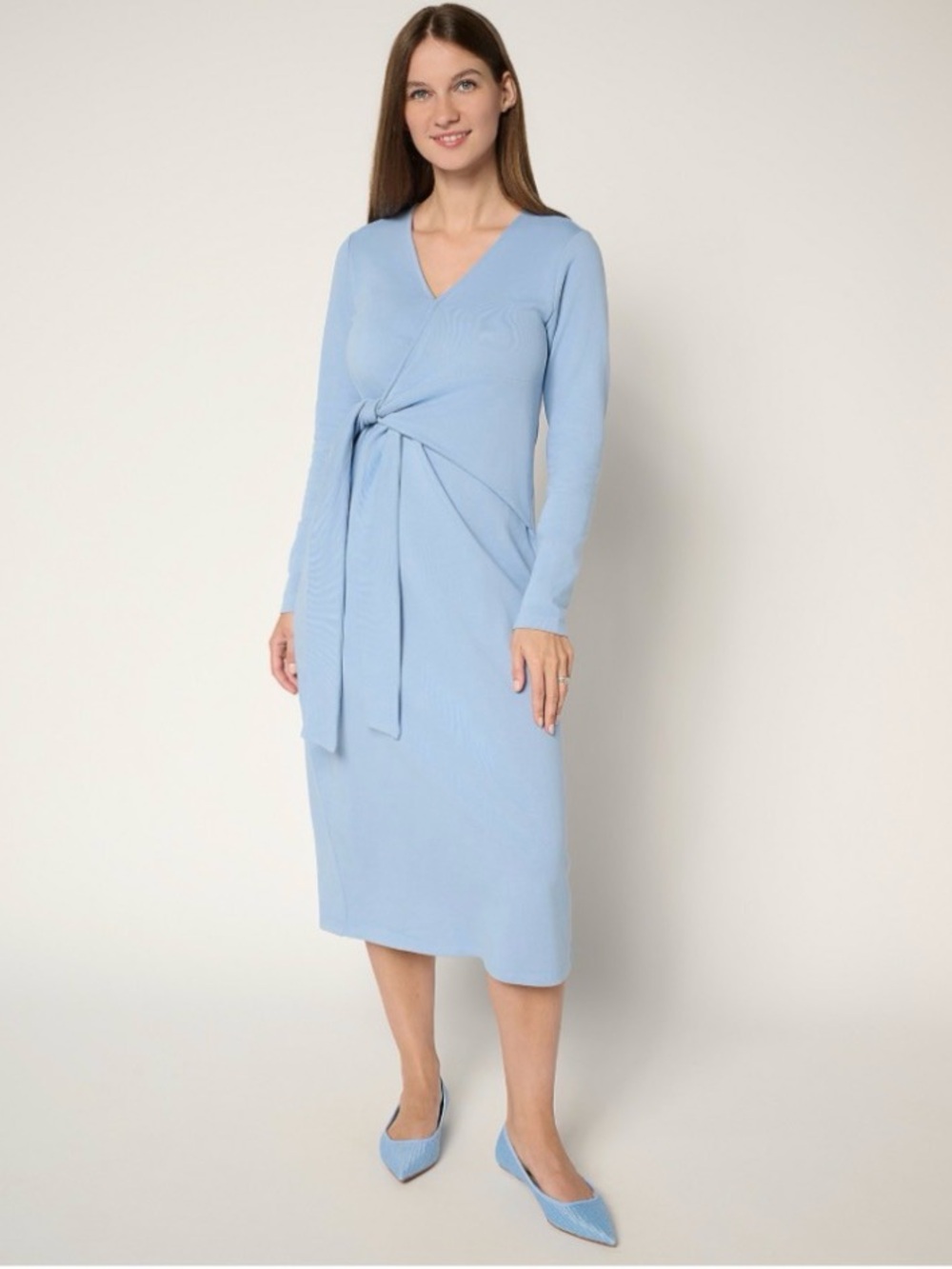 Peace Love World Petite French Terry Tie Waist Dress Size LP Marina Blue
